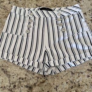 Almost Famous Black and White Striped High Waist Shorts